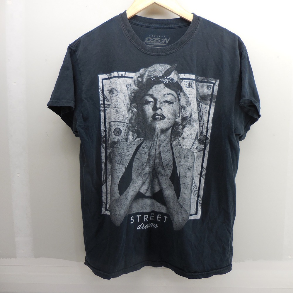 Popular Poison Street Dreams Marilyn Monroe Graphic T-Shirt Black Mens Medium